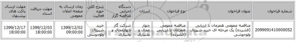 مناقصه عمومی همزمان با ارزیابی (فشرده) یک مرحله ای خرید شیربال ولوجوشی
