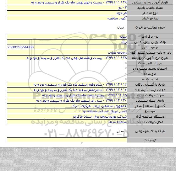 تامین نیروی انسانی منطقه دو