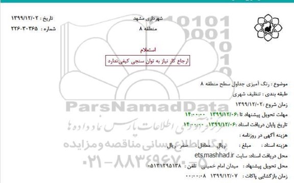 استعلام, استعلام رنگ آمیزی جداول سطح منطقه 8