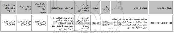 مناقصه عمومی یک مرحله ای اجرای پروژه مراقبت از عرصه های جنگلی شهرستان های مینودشت-گالیکش طبق شرایط پیوستی