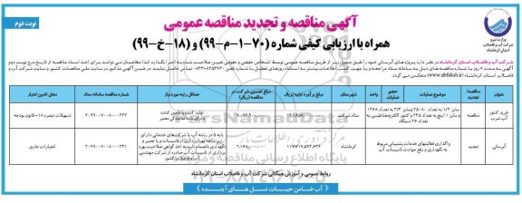 مناقصه پروژه های آبرسانی تجدید نوبت دوم