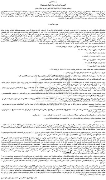 مزایده،مزایده فروش ششدانگ یک قطعه زمین به مساحت 189900 متر مربع قطعه اول تفکیکی پلاک 6 فرعی از 7-اصلی