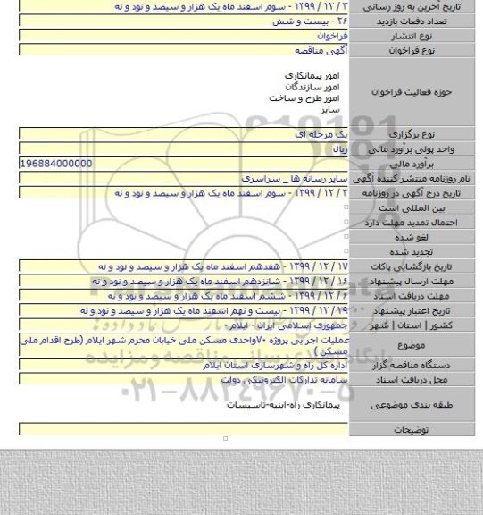 عملیات اجرایی پروژه  ۷۰واحدی مسکن ملی خیابان محرم  شهر ایلام (طرح اقدام ملی مسکن )