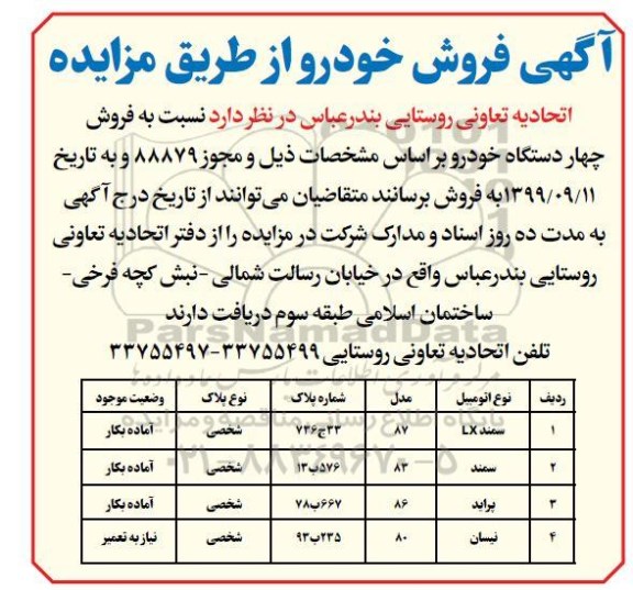 مزایده فروش خودرو