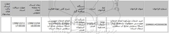 خرید خدمات مشاوره انجام خدمات مهندسی جمع‌آوری داده‌های پایه شبکه سنجش منابع آب سطحی شمال استان