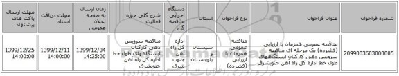 مناقصه عمومی همزمان با ارزیابی (فشرده) یک مرحله ای مناقصه سرویس دهی کارکنان ایستگاههای طول خط اداره کل راه آهن جنوبشرق
