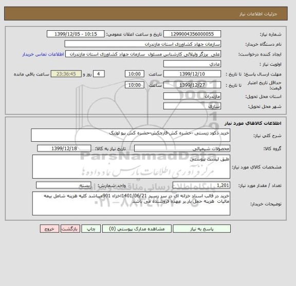 استعلام خرید ذکود زیستی -حشره کش-قارچکش-حشره کش بیو لوژیک