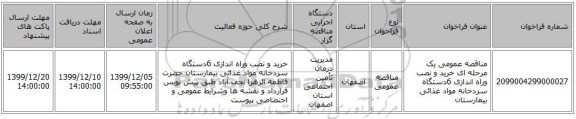 مناقصه عمومی یک مرحله ای خرید و نصب وراه اندازی 6دستگاه سردخانه مواد غذائی بیمارستان 
