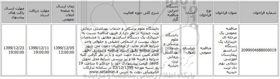 مناقصه عمومی یک مرحله ای خریداری یک دستگاه آسانسور بیمارستان آموزشی درمانی نهم دی تربت حیدریه