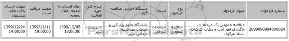 مناقصه عمومی یک مرحله ای واگذاری امور ایاب و ذهاب کارکنان ستاد مرکزی