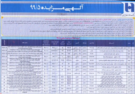 مزایده مزایده فروش املاک تملیکی و مازاد مسکونی و تجاری