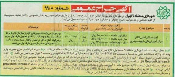 حراج اجاره سالن آمفی تئاتر 