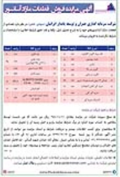 مزایده فروش قطعات مازاد آسانسور