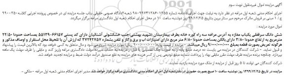 مزایده شش دانگ سرقفلی یکباب مغازه 