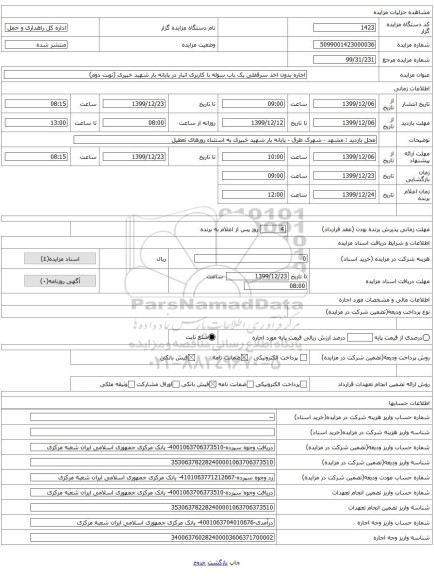 اجاره بدون اخذ سرقفلی یک باب سوله با کاربری انبار در پایانه بار شهید خبیری (نوبت دوم)