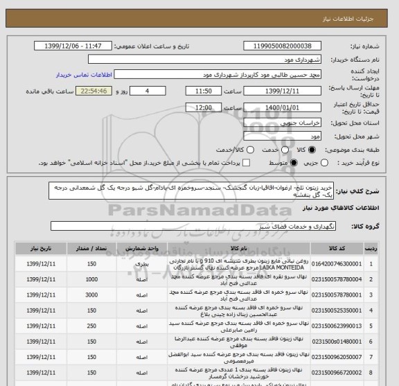 استعلام خرید زیتون تلخ- ارغوان-اقاقیا-زبان گنجشک- سنجد-سروخمره ای-بادام-گل شبو درجه یک گل شمعدانی درجه یک- گل بنفشه 