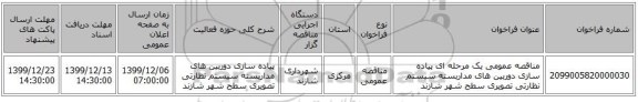 مناقصه عمومی یک مرحله ای پیاده سازی دوربین های مداربسته سیستم نظارتی تصویری سطح شهر شازند 
