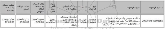 مناقصه عمومی یک مرحله ای احداث دبستان6کلاسه جنب بنیاد شهید سبزوار(پروین اعتصامی-حسن مشایخی)