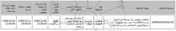 مناقصه عمومی یک مرحله ای احداث دبستان6کلاسه جنب بنیاد شهید سبزوار(پروین اعتصامی-حسن مشایخی) 