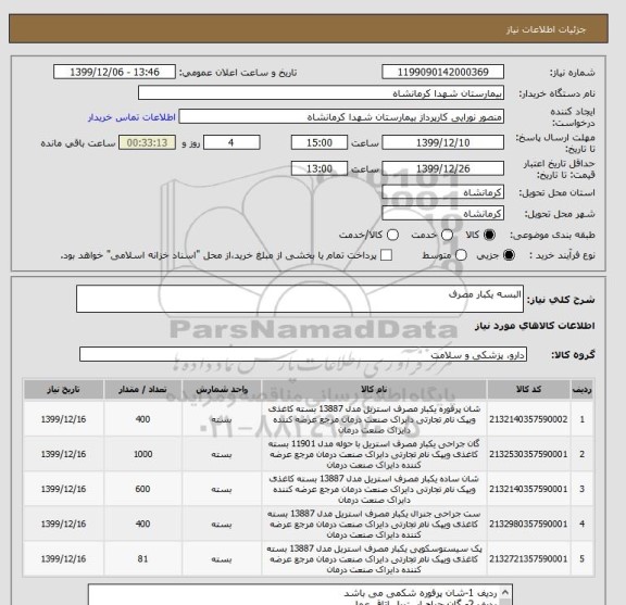 استعلام البسه یکبار مصرف