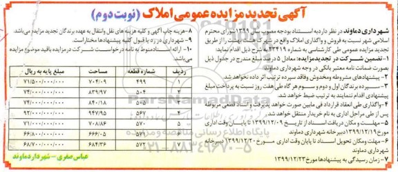 مزایده مزایده فروش املاک واقع در شهرک هشت بهشت تجدید نوبت دوم