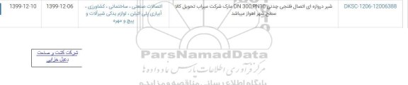 استعلام, استعلام شیر دروازه ای اتصال فلنجی چدنی