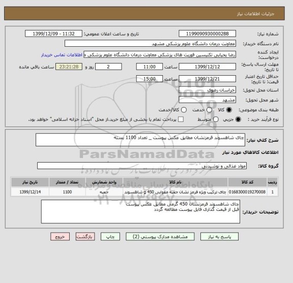 استعلام چای شاهسوند قرمزنشان مطابق عکس پیوست _ تعداد 1100 بسته 