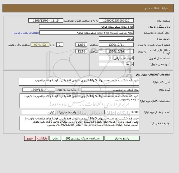 استعلام خرید قند شکسته در بسته بندیهای 5 و10 کیلویی نایلونی فقط با برند قوشا چای میاندواب