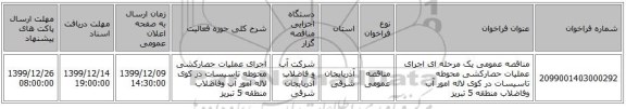 مناقصه عمومی یک مرحله ای اجرای عملیات حصارکشی محوطه تاسیسات در کوی لاله امور آب وفاضلاب منطقه 5 تبریز
