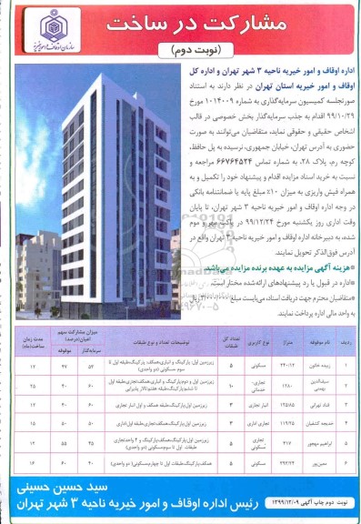 مناقصه مشارکت در ساخت نوبت دوم