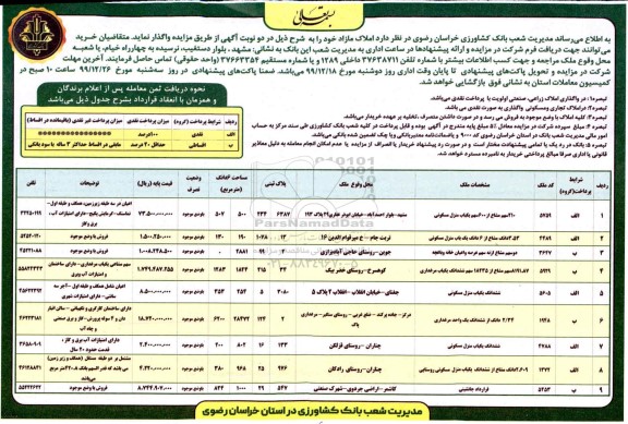 مزایده املاک مازاد