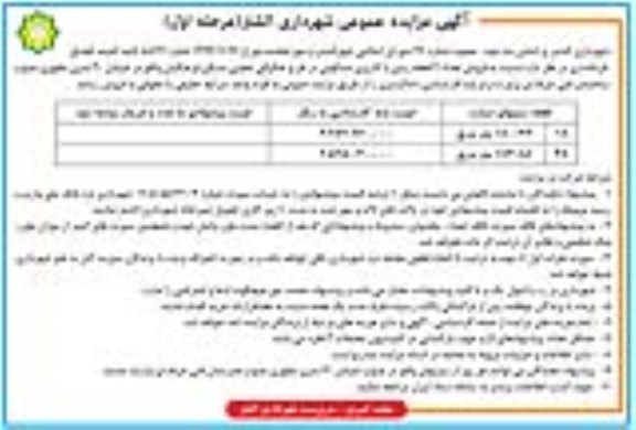 مزایده مزایده فروش دو قطعه زمین مسکونی مرحله اول