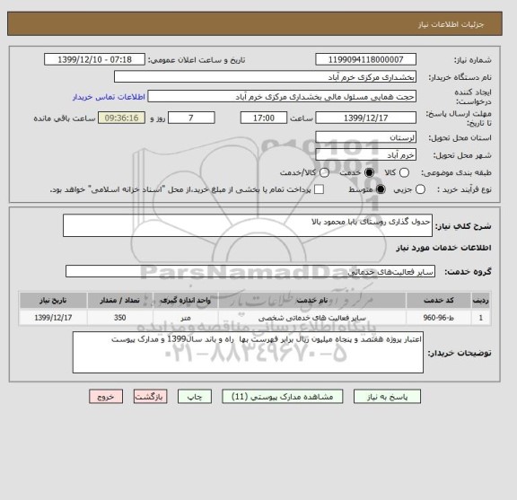استعلام حدول گذاری روستای بابا محمود بالا