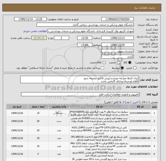 استعلام ایران کدها مشابه میباشد/پیش فاکتور ضمیمه شود
اقلام اورجینال ودارای گارانتی باشد
