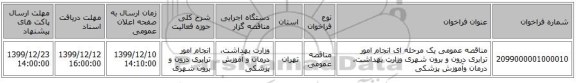 مناقصه عمومی یک مرحله ای انجام امور ترابری درون و برون شهری وزارت بهداشت، درمان وآموزش پزشکی 