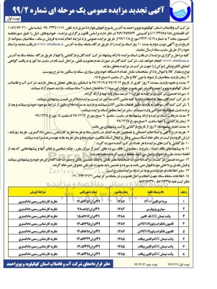 مزایده ، مزایده فروش خودرو 