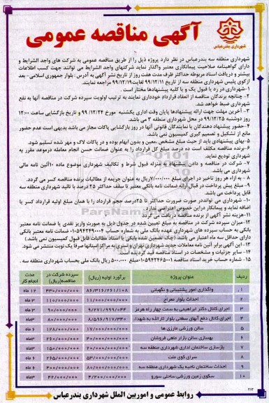 مناقصه , مناقصه واگذاری امور پشتیبانی و نگهبانی 