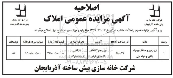 مزایده فروش املاک
