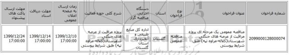 مناقصه عمومی یک مرحله ای پروژه مراقبت از عرصه های جنگلی شهرستان(کلاله-مراوه تپه) طبق شرایط پیوستی
