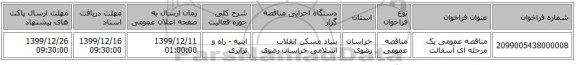 مناقصه عمومی یک مرحله ای آسفالت 