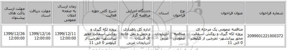 مناقصه عمومی یک مرحله ای پروژه لکه گیری و روکش آسفالت محور پیرانشهر- تمرچین از کیلومتر 0 الی 11‏‏‏‏