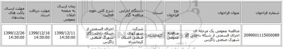 مناقصه عمومی یک مرحله ای اجرای قسمتی از شبکه داخلی گاز شهرک صنعتی زاگرس