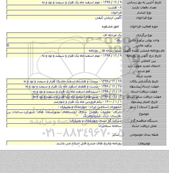 اجرای عملیات رقومی سازی روستاهای شهرستان های شهرکرد٬سامان ٬بن ٬فارسان ٬اردل ٬کیاروکوهرنگ