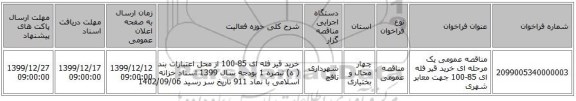 مناقصه عمومی یک مرحله ای خرید قیر فله ای  85-100  جهت معابر شهری 