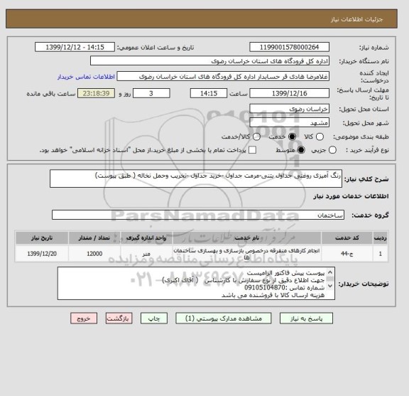 استعلام رنگ آمیزی روغنی جداول بتنی-مرمت جداول -خرید جداول -تخریب وحمل نخاله ( طبق پیوست)