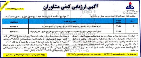 مناقصه اجرای عملیات رقومی سازی روستاهای 