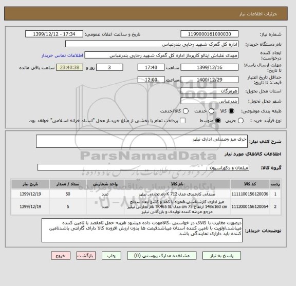 استعلام خری میز وصندلی اداری نیلپر