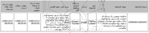مناقصه عمومی یک مرحله ای عملیات رفت و روب وجمع آوری زباله سطح شهر مهاجران تا محل سکوی زباله ونگهداری فضای سبز،امورگورستان،سرایداری ونگهبانی 