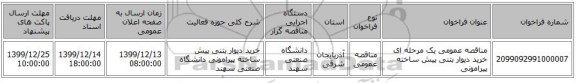مناقصه عمومی یک مرحله ای خرید دیوار بتنی پیش ساخته پیرامونی