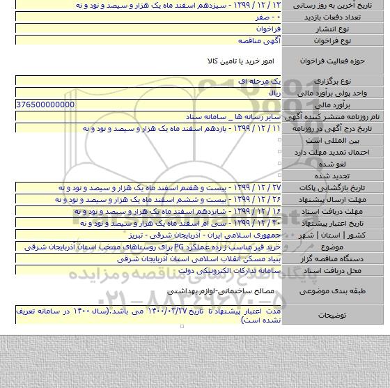 خرید قیر مناسب ز رده عملکرد PG برای روستاهای منتخب استان آذربایجان شرقی